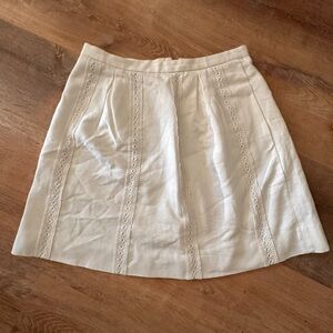 J. Crew White A-Line Crochet Lace Detail Mini Skirt